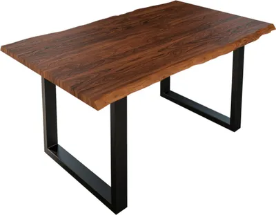 Produktbild von Esstisch Baumkante massiv Akazie nougat 160 x 85 cm schwarz LAUREN