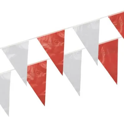 Produktbild von Papstar Wimpelkette, rot/weiß Folie 10 m wetterfest, 5 Stück