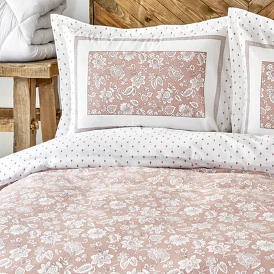 Zdjęcie produktu dla Karaca Home Celerina Pink Zestaw poszewek na kołdrę ze 100% bawełny dla jednej osoby, zestaw poszewek na kołdrę dla dwóch osób