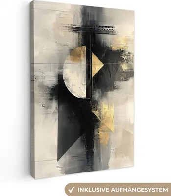 Produktbild von MuchoWow® - Leinwandbilder - Abstrakt - Schwarz - Farbe - Modern, Wandbild, Wanddeko Bilder Wohnzimmer, 40x60 cm