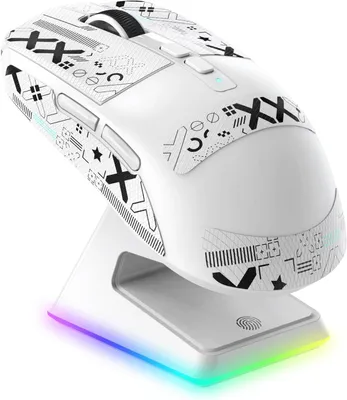 Produktbild von Tri-Mode-Konnektivität Superlight Kabellose mit RGB Ladestation, 49g Ultraleicht Mouse, PixArt PAW3395 Sensor, 26000DPI, 2.4G/BT/Kabelgebunden
