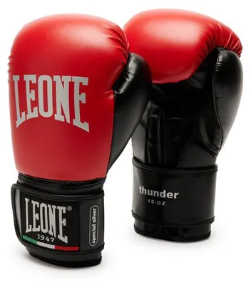 Zdjęcie produktu dla Rękawice bokserskie THUNDER Leone1947 – czerwone, do treningu bokserskiego i cardio