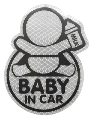 Produktbild von Compass 34320 – Dekoration, selbstklebende Aufkleber "BABY IN CAR", silberfarben