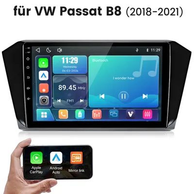 Produktbild von Junsun Linux Autoradio für VW Passat B8 (2018–2021) – CarPlay & Android Auto, Bluetooth, VI-LINK, Plug & Play