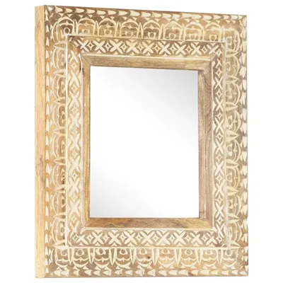 Produktbild von Spiegel Handgeschnitzt 50x50x2,6 cm Massivholz Mango
