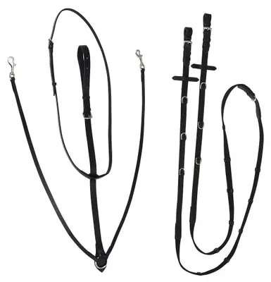 Leder-Thiedemanzug mit Martingal, Pony, schwarz