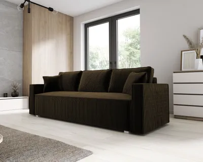 Produktbild von Sofa mit Schlaffunktion NOEMI Schlafsofa mit Bettkasten Couchgarnitur Couch Cordstoff Wohnzimmersofa Bettsofa Polstersofa Klappsofa Braun PS06
