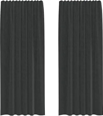 Image de Rideaux en voile avec passants 2 pcs noir