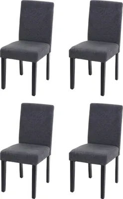 Immagine prodotto di Set di 4 sedie da sala da pranzo Sedie da cucina classiche e intramontabili | A x L x P 90 x 43 x 56 cm | Altezza seduta 45 cm | Tessuto | Gambe scure | Grigio antracite