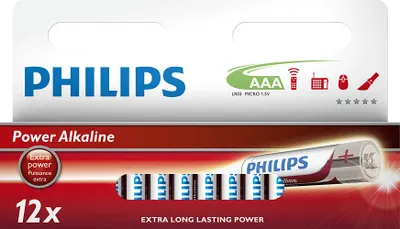 Produktbild von Philips Power Alkaline Akku LR03P12W/10, Einwegbatterie, AAA, Alkali, 1,5 V, 12 Stück(e), 5 Jahr(e)