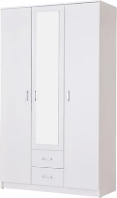 Produktbild von Dmora Kleiderschrank 3 Türen Crati 120x52 cm Weiß, 4 Regale, 2 Schubladen