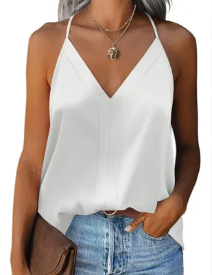 Imagen del producto de Solidchoice - Camisola de satén con escote en V para mujer, con tirantes ajustables
