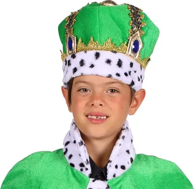Produktbild von T2807-0300 grün-goldfarbende Kinder Junge Mädchen Königskrone Königsmütze Frosch