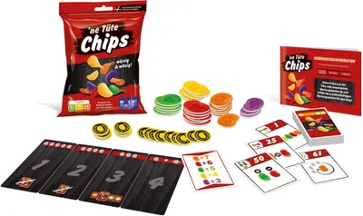 Produktbild von HUCH! | ´ne Tüte Chips | Gesellschaftsspiele | Partyspiel | Lustiges Familienspiel | witziges Zockerspiel | originelle Verpackung | Hoher Play-Score | Würzig & Witzig | Für 2-5 Spieler ab 8 Jahren