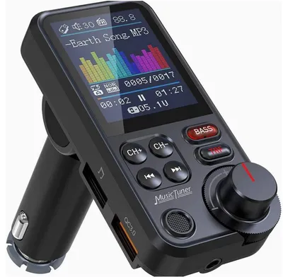 Produktbild von Drahtloser FM-Transmitter für das Auto, Radioadapter, Schnellladefunktion, Aux QC3.0, Höhen und Bässe, Musikwiedergabe, Bluetooth-kompatibel, MP3-Play
