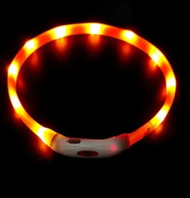 Produktbild von LED Hundehalsband Leuchtring – Leuchthalsband Hund für Sichtbarkeit & Sicherheit bei Dunkelheit orange - Größe S