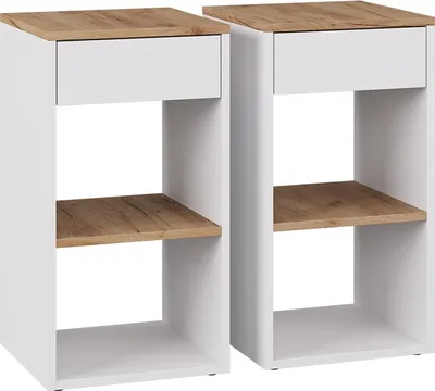 Produktbild von Nachttisch Vicco Dany Weiß/Goldkraft Eiche 2er Set, Model 57884