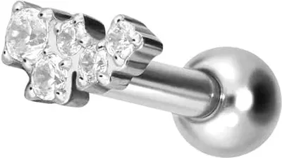 Produktbild von Ohrpiercing Titan Ohrpiercing mit Innengewinde KRISTALLWOLKE Silber Stablänge: 8mm