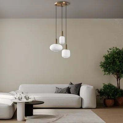 Immagine prodotto di Opviq, Asker - 15201, Lampadario, oro, corpo in metallo, 55 x 55 x 130 cm