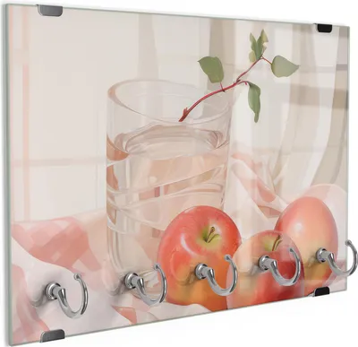 Produktbild von DEQORI Schlüsselbrett Glas 30x20 cm 'Frühstücksstillleben' Schlüssel Halter Board Haken