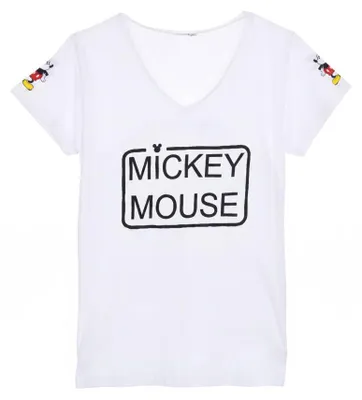 Produktbild von Print-Shirt Disney Disney Mickey Maus Damen kurzarm Shirt T-Shirt Gr. S-XL 100% Baumwolle - XL, Weiß