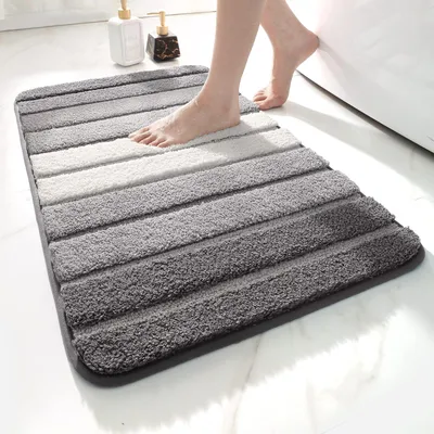 Produktbild von Rutschfeste Badematte 40 x 60 cm, weiche Badematte, saugfähige Badematte, waschbare Badematte für Bad, Dusche, Badewanne, grau