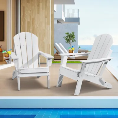 Immagine prodotto di set di 2 sedie pieghevoli Adirondack - sedia da giardino poltrona da giardino lettino da giardino in bianco - ideale per patio e giardino