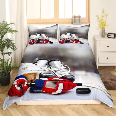 Immagine prodotto di Set di lenzuola per hockey su ghiaccio, 3 pezzi, 220x240 cm, in microfibra, multicolore
