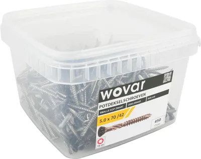 Produktbild von Vorteilseimer Schwarze Potdekselschrauben Edelstahl 410 5,0 x 70 mm Torx 25 Teilgewinde - 450 Stück
