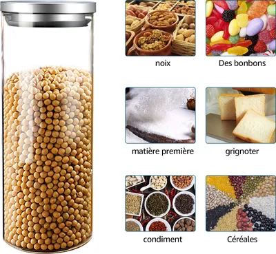 Produktbild von Vorratsgläser 2x 1 Liter Glas Lebensmittelglas Edelstahldeckel, Vorratsglas 1L mit Deckel Glasbehälter Vorratsgefäß Aufbewahrungsglas