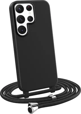 Produktbild von Handykette für Samsung Galaxy S22 Ultra - Handyhülle mit Schnur Cover in Schwarz