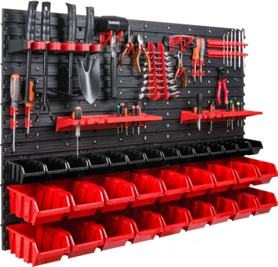 Immagine prodotto di 32 scatole impilabili 115 x 78 cm portautensili portautensili scatole rosse in plastica