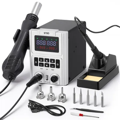 Productafbeelding van Soldeerstation - 2-in-1 - 600 W - Heteluchtstation - LED-display