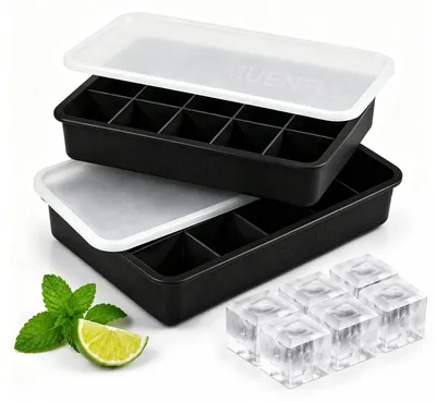 Produktbild von Set mit 2 Eiswürfelformen aus Silikon, 15 Fächer, stapelbar