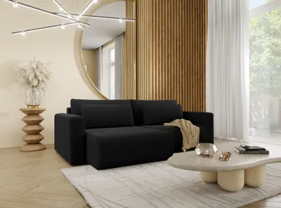 Produktbild von Ecksofa Sofa mit Schlaffunktion CHAIRA Stoff Curio Schwarz Ottomane Links