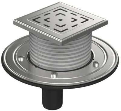 Produktbild von Chud?j Bodenablauf D40, Edelstahlflansch, LABYRINTH-Gitter L1 383 B
