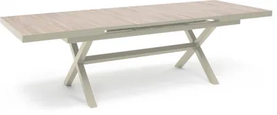 Produktbild von Ausziehbarer Gartentisch aus Aluminium und Keramik Cremefarbe - Oviala Tivoli