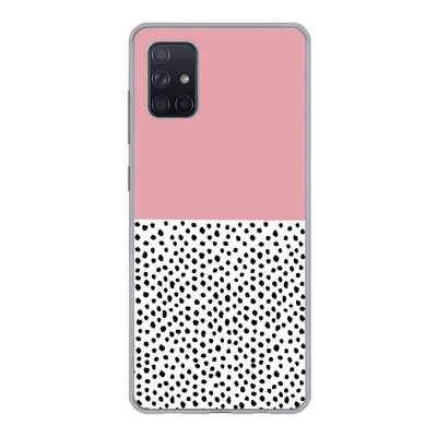 Produktbild von MuchoWow® Handyhülle Schutzhülle Hülle für Samsung Galaxy A71 Polka dots - Schwarz - Rosa Silikon Softcase Handy Hülle - Kartenbesitzer