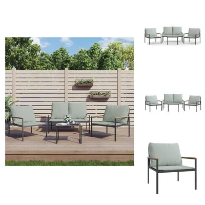 Produktbild von vidaXL 4-tlg. Garten-Lounge-Set mit Kissen Anthrazit Stahl - Gartenmöbel-Sets