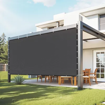 Produktbild von VEVOR 90% Sonnenschutz-Sonnensegel (244 x 366 cm), Sonnensegel aus 140 g/m² HDPE-Material für den Außenbereich, Terrasse, Garten, Hinterhof (Schwarz)