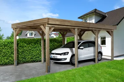 Produktbild von Einzelcarport Weka Tirol für Photovoltaikanlage und Dachbegrünungen geeignet 325x622x240 cm kesseldruckimprägniert