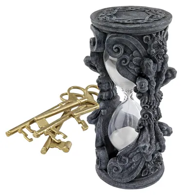 Gotische Sanduhr Gargoyle, handgefertigt, 9x7,5x15 cm, grau