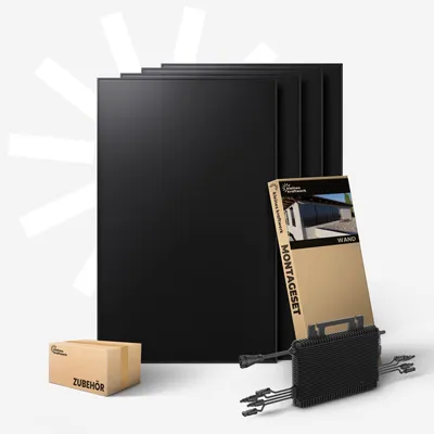 Produktbild von Kleines Kraftwerk 1920W Balkonkraftwerk Wand-Halterung – 0% MwSt – 1600W Wechselrichter mit WiFi, 4× 480W bifaziale Solarmodule, 5 m Kabel