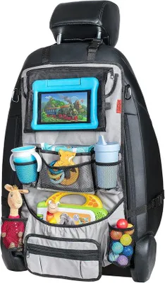 Productafbeelding van Ibenzoa® Auto-organizer met 12 vakken – ruimtebesparende rugleuningbeschermer met iPad-houder, stevige bevestiging voor auto, bestelwagen en minibus