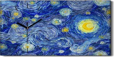 Produktbild von Leinwand Wanduhr Wandkunst Uhr 60x30 Gemälde Abstrakte Nacht Sterne Himmel Kunst - schwarze Hände