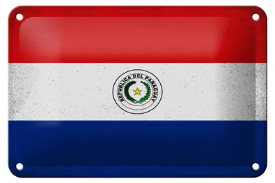 Produktbild von Blechschild Flagge Paraguay 18x12cm Flag Paraguay Vintage Dekoration
