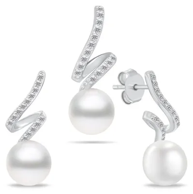 Immagine prodotto di Set di gioielli in argento con zirconi e perle SET269W ( Orecchini, ciondoli)