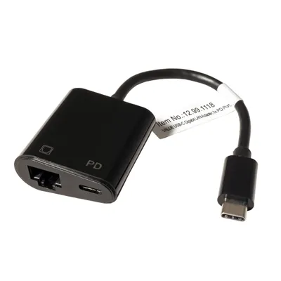 Obrázek produktu pro VALUE USB 3.2 Gen 2 Typ C zu Gigabit Ethernet Konverter + 1x PD Port, 100W (12.99.1118)