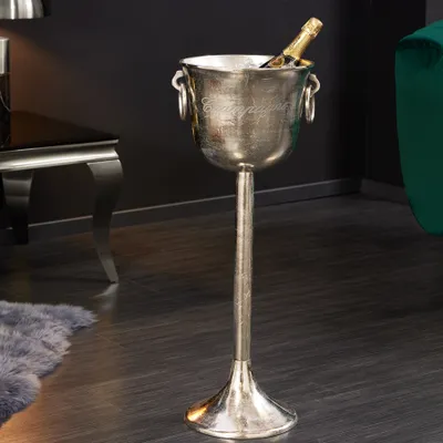 Produktbild von Eleganter Sektkühler CHAMPAGNE 80cm antik silber handmade Metall Flaschenkühler