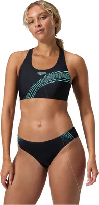 Produktbild von Speedo Placement Bikini Damen chlorbeständig, Farbe:Schwarz-Türkis, Größe:38